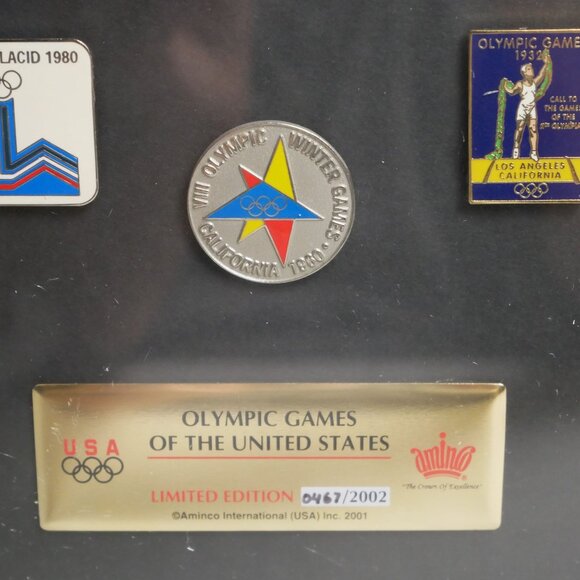 Framed Limited Edition Olympic Games of the USA Pin Set Aminco 2001 #467 of 2002 - Picture 5 of 10